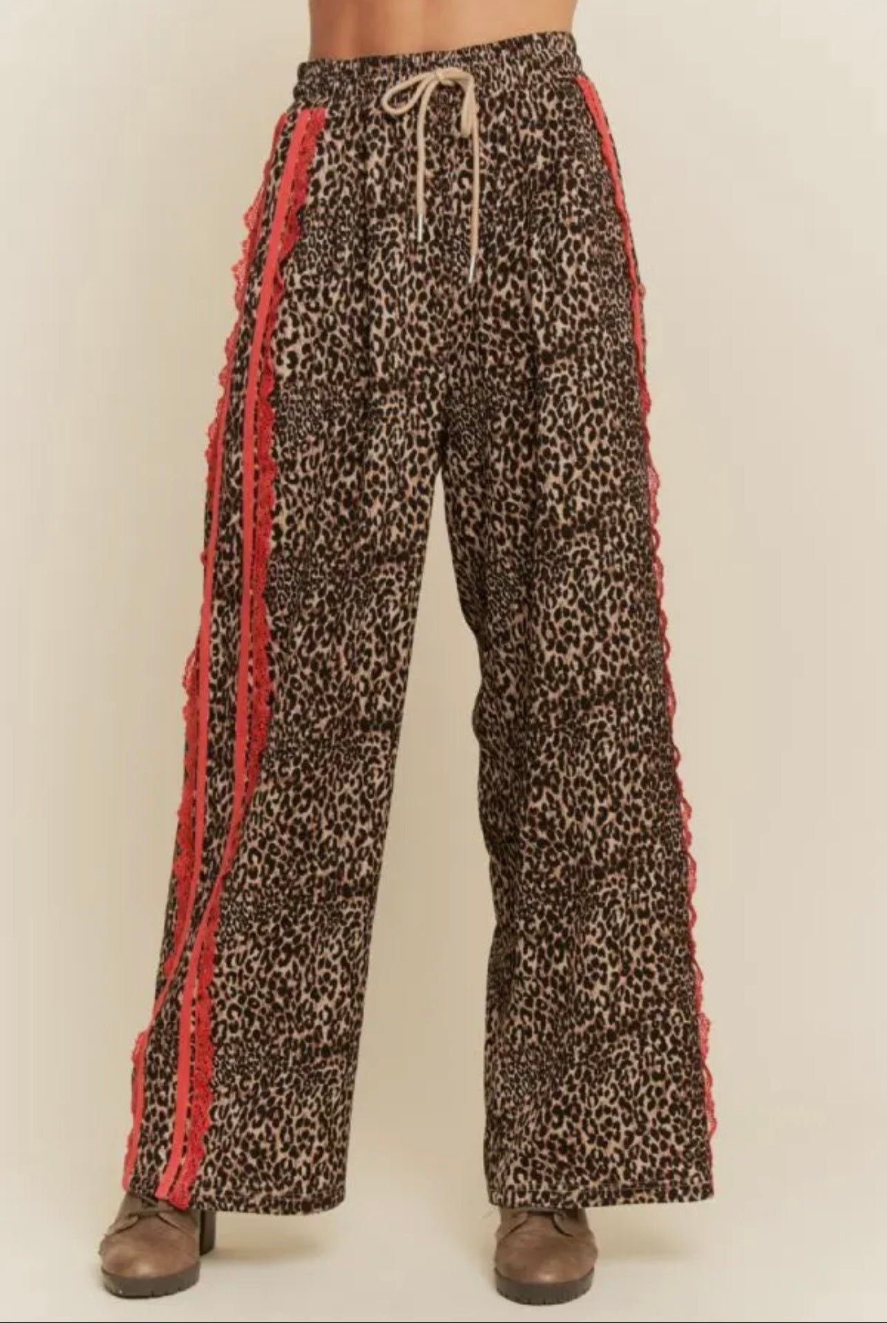 Lace Sporty Leopard Track Pant