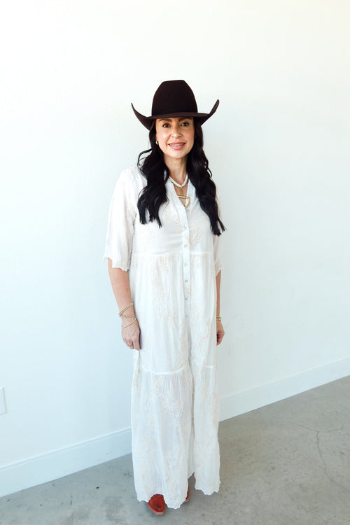 Embroidered Floral Shirt Dress