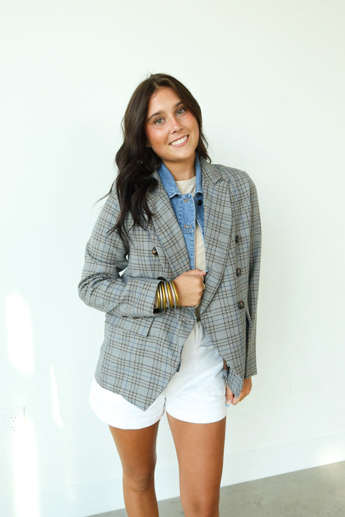 Denim Plaid Blazer