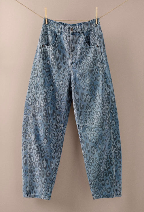 Denim Leopard Pants