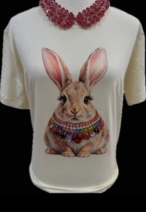 Jeweled Collar Bunny Tee