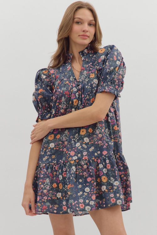 Navy Floral Dress