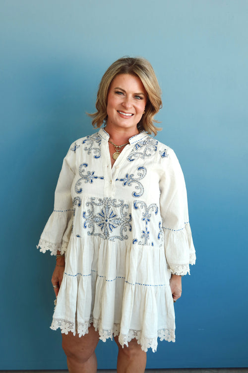 Floral Short Embroidered Dress
