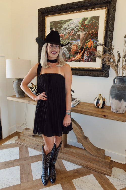 Black Dress Tie Neck
