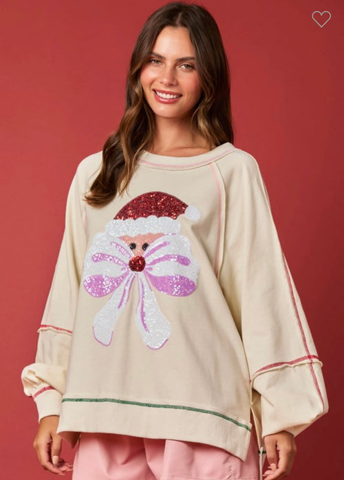 Bow Sequin Santa