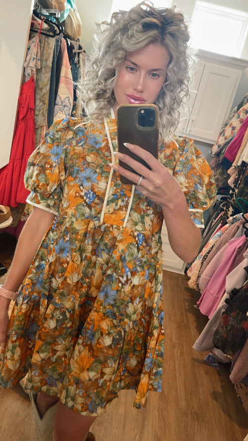 Camel Floral Dress