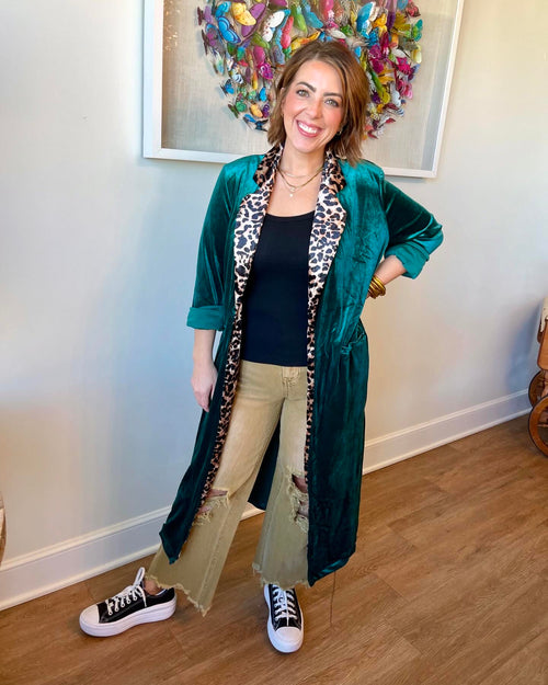 Teal Velvet Duster