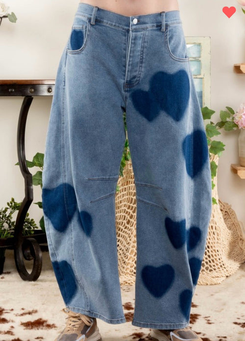 Heart Stretch Barrel Jeans