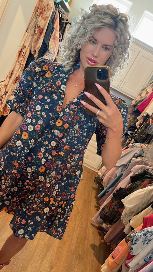 Navy Floral Dress