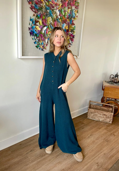 Wide Leg Solid Sweater Jumpsuit