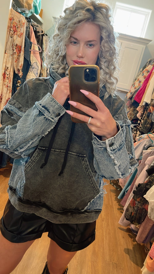 Denim Wash Mix Hoodie