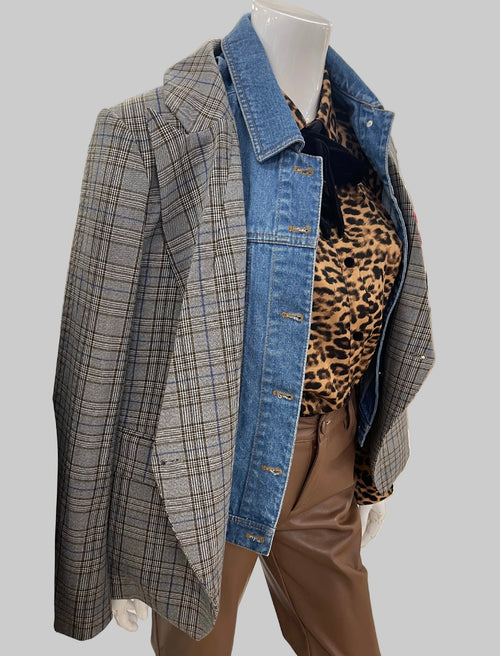 Denim Plaid Blazer