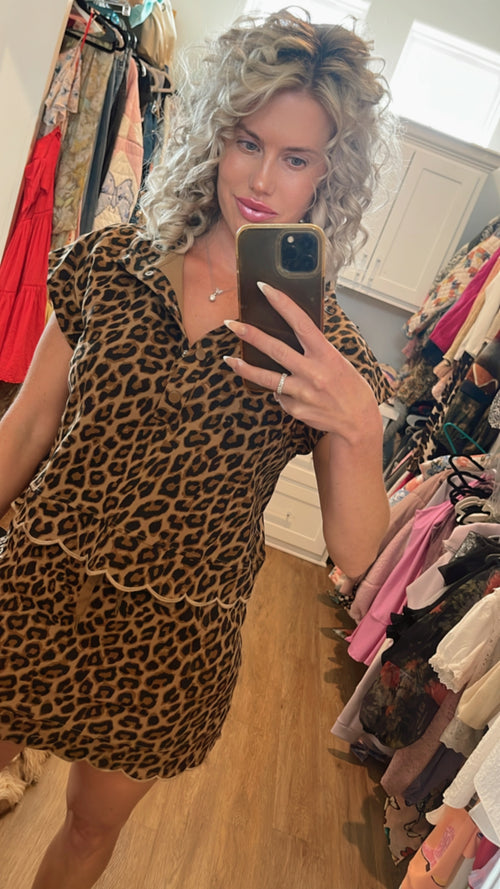 Leopard Scalloped Skort Set