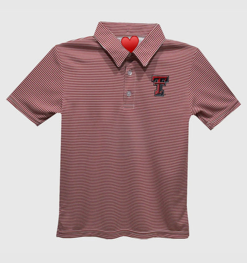 Tech Red & White Striped Polo
