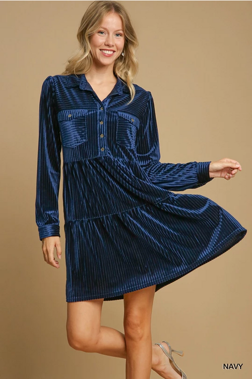 Navy Velvet Dress