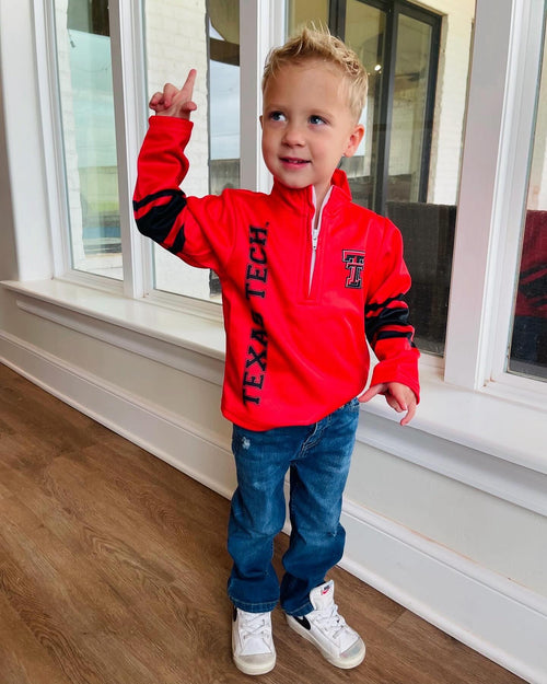 Texas Tech Stripes Red Long Sleeve
Quarter Zip Sweatshirt