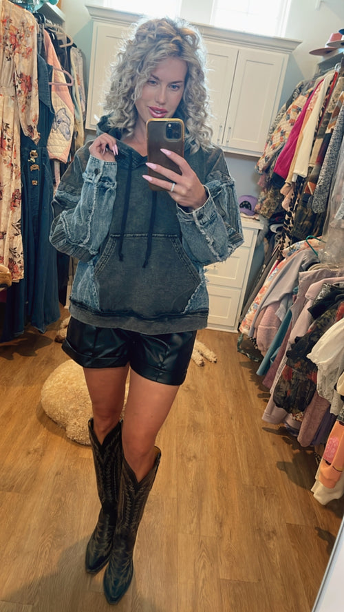 Black Pleather Shorts