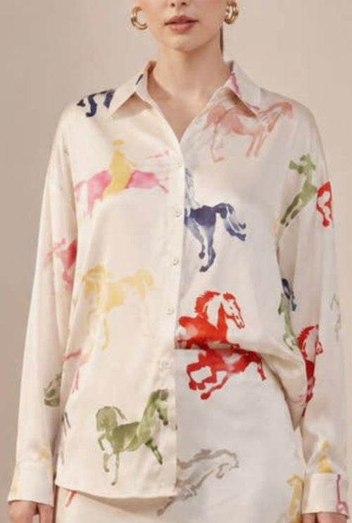 Colorful Horse Button Down