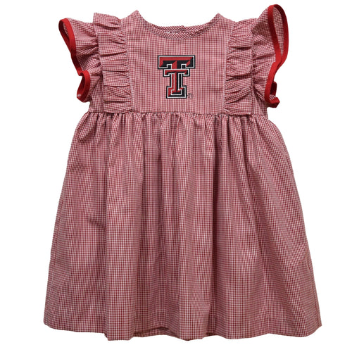 Texas Tech Red Raiders Embroidered Red Gingham Ruffle Dress