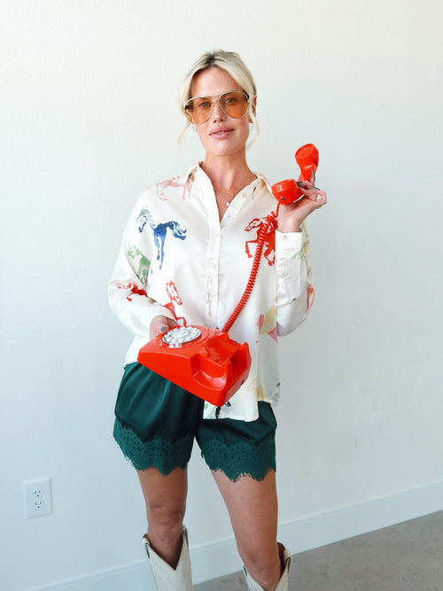 Colorful Horse Button Down